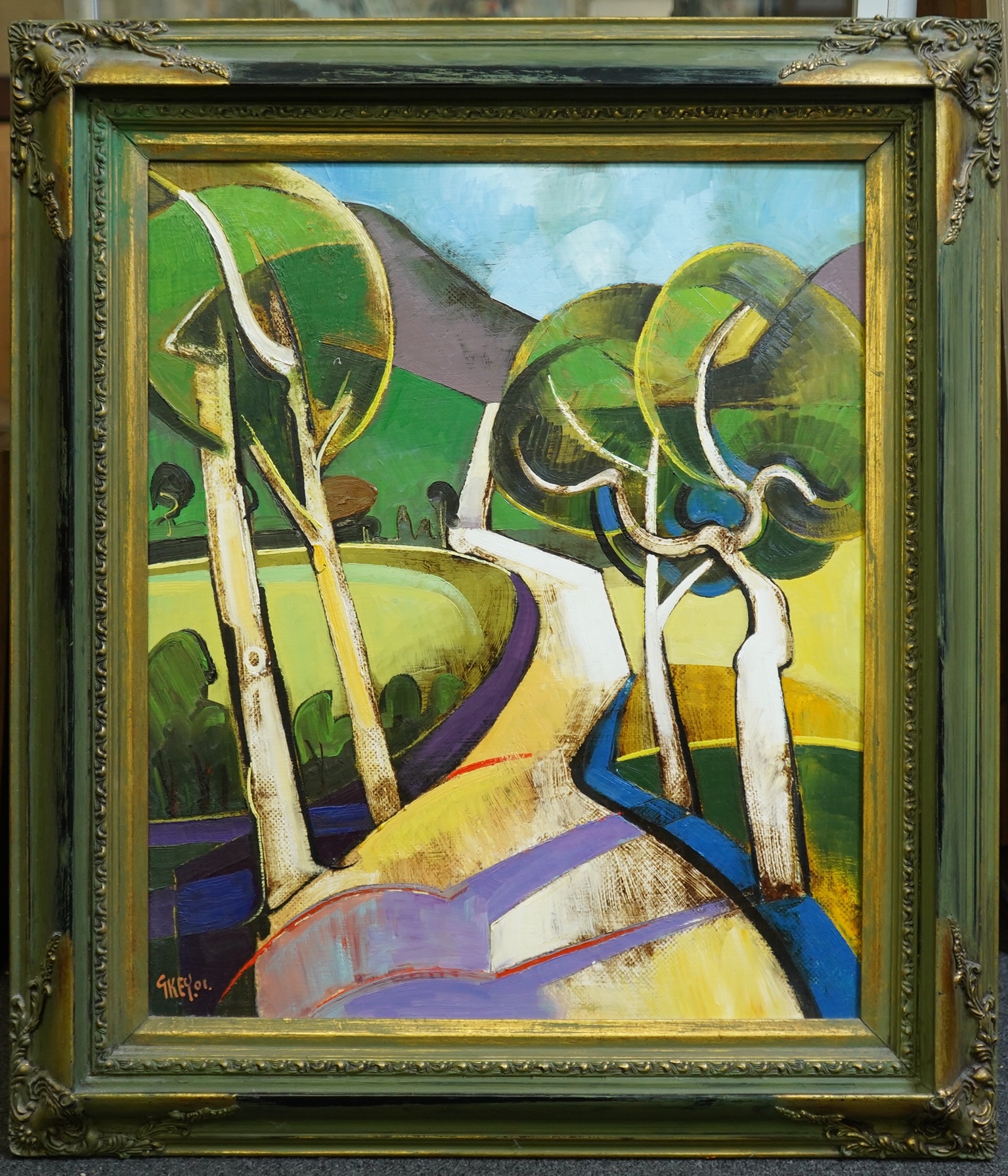 Geoffrey Key (English, b.1941), 'Trees & Shadows', oil on canvas, 60 x 50cm